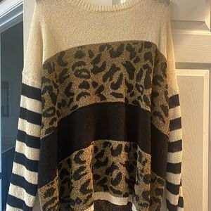 Pink lily leopard sweater